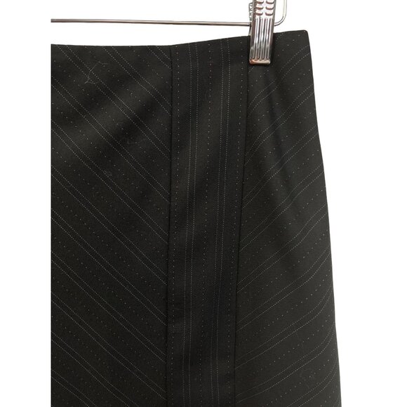 Loft Black Pinstripe Wool Blend A-Line Skirt - Picture 3 of 6